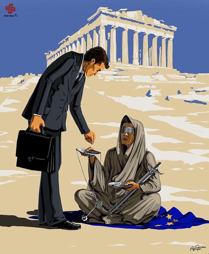 Cartunista retrata como líderes mundiais veem a justiça (12)