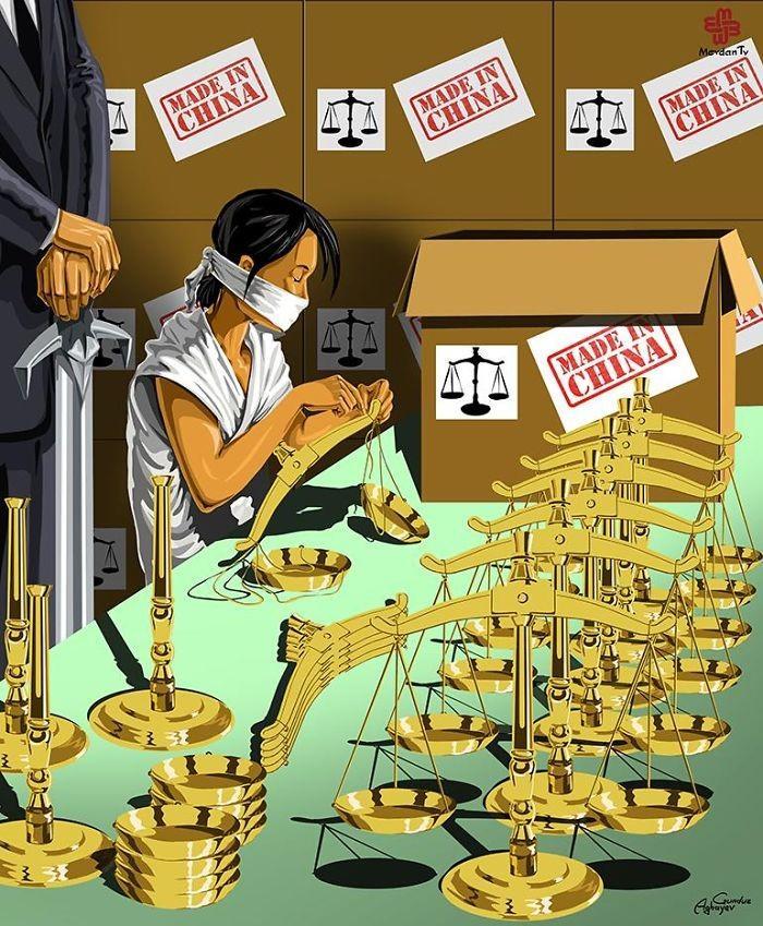 Cartunista retrata como líderes mundiais veem a justiça (11)